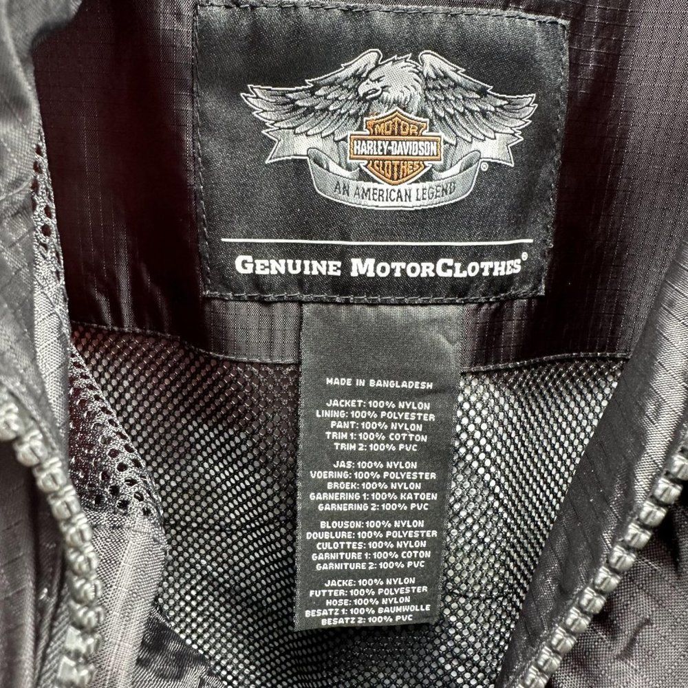 Harley Davidson Jacket Men's Medium Biker Black Orange Windbreaker Full Zip - Picture 3 of 14